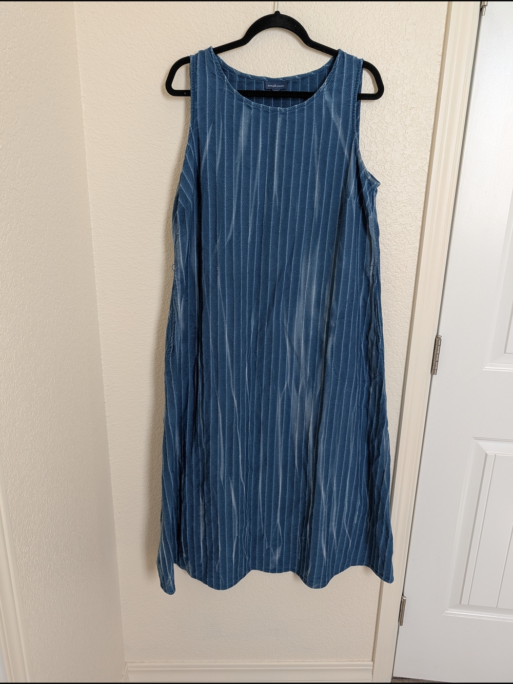 Pure J. Jill Indigo Blue Pull On Cotton Maxi Dress Women's XL petite Lagenlook